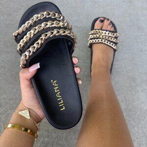 NEW LILIANA SLIP ON open toe Chained sandal Woman